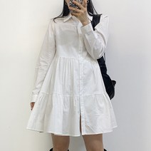 (레이어드룩추천)베이직 A라인 포비 캉캉 롱셔츠 원피스