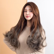 가발위드 투컬러 웨이브 붙임머리 헤어피스 가발 10cm, 라이트애쉬그레이50cm, 1개