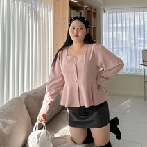 제이스타일 베러투 스퀘어 페플럼 퍼프 블라우스