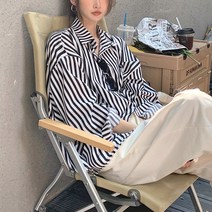 대박난박양 블럭 스트라이프 오버 셔츠