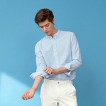 에디션 남성용 헨리넥 핀스트라이프 셔츠 NEZ2WC1903