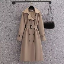 ROYALBELLE 여성 빅카라 루즈핏 하프기장 재킷 더블 버튼 허리밴딩 베이직 트렌치 코트 K090712