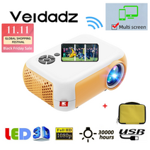 프로젝터 미니 휴대용 스크린 소형 veidadz a10 led 용 480x360 기본 픽셀 지원 1080p hd usb 오디오 홈 미디어 비디오 플레이어, 화이트 오렌지, 나는 플러그