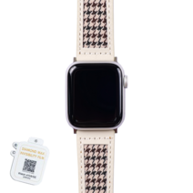 모할랩 애플워치 3/4/5/6/7/8/SE 호환 하운드 투스 가죽 스트랩 + 보호필름, 04 크림, 38mm