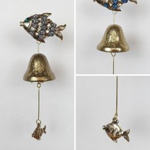 문딸랑이 현관문종 물방울물고기1 블랙 황동 현관 출입 풍경 문, 단품