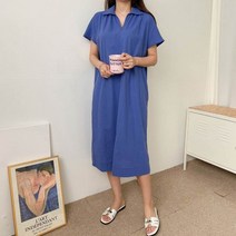 브리스살롱 모던감성 시원한 카라 브이넥 린넨 원피스