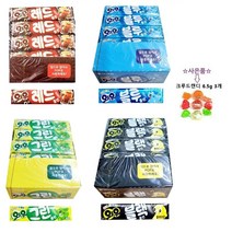 오리온제과 와우껌 콜라 + 포도 + 쿨소다 + 블랙레몬 + 사은품 크루드사탕 6.5g 3개, 15 + 15 + 15 + 15 (합60개)
