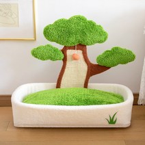 고양이 침대 나무 디자인 편리한 분리 세척 편안한 쇼파, 1.소나무 분재 애완동물 침대, M