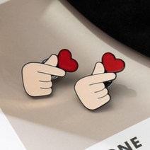 손 러브 하트 모양 귀여운 브로치 심쿵 뱃지 가방 찌