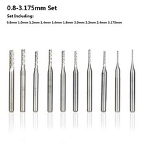 카바이드 PCB 밀링 커터 세트 0.8mm 생크 옥수수 엔드밀 비트 3.175-3.175mm CNC 커팅 도구 10 개, 03 10pcs 0.8-3.175mm