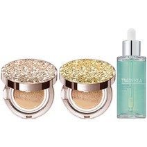 1+1+1 [쿠션15g+쿠션15g+앰플50ml] 트윙클라 60%세럼 [건성 피부 추천] 미스트 수분 촉촉 광채 앰플 주름개선 자외선차단 미백 쿠션 21호23호, 1개, 로즈골드글리터17호+골드글리터17호(건성)+앰플