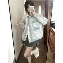 새내기 패션 여성 트위드 재킷 더블 포켓 체크 새학기 쁘띠 버튼 명품스타일 대학생