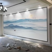 부스시트지 신 중국식 수묵 산수화 벽지 티비 기함 응접실이 있다 침실 심리스 헝겊 사의 8D 뮤럴 2769258721, 타입 식 13