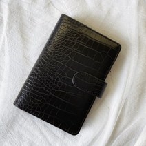 악어 가죽 바인더 마카롱 노트북 DIY 커버 일기 어젠다 플래너 종이 문구 A5 A6, black