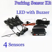 주차센서 후방감지기 차량검지기 4센서 LED 디스플레이/부저 22mm 주차 키트 역방향 백업 자동차 레이더, 01 LED_02 Blue