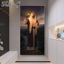 예수님 그림 액자 성화 벽걸이 기독교 천주교 교회 큰 크기 다이아몬드 빈티지 신 예수 모자이크 아트 전체 라인 석 자수 클래식 아이콘, 9.Square 40x80cm