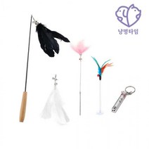 멍냥타임 흰검 깃털 교체형 낚시대 사냥놀이 냥이 고양이 집사 애묘용품 장난감 낚시놀이, 흰검교체형(깃털검+미니+바닥고정형+레이저)