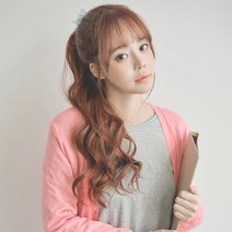 에스홀릭 사선 웨이브 포니테일 부분 가발 54cm, 내츄럴브라운