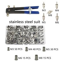 354 Pcs 리벳 너트 + 손으로 스레드 총 M3 M4 M5 M6 M8 M10 더블 내부 수동 리베 터 건 도구, 05 set 5 steel