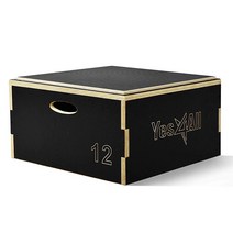 Yes4All 쌓을 수 있는 나무 플라이오 박스 미끄럼 방지 표면이 플라이오메트릭 홈 체육관 및 야외 운동용 - 블랙 30.5cm(12인치)