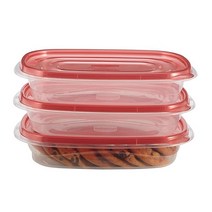 Rubbermaid TakeAlongs 분할 직사각형 식품 보관 용기 3.7컵 틴트 칠리 3개입 5251637993, 4 Cup (3 Pack), 3개