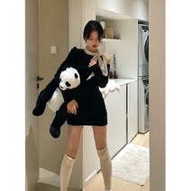 임산부옷 임산부원피스 빅사이즈 세련된 한국 시리즈 네크라인 보우 디자인 벨벳 드레스 여성용 우아한 슬