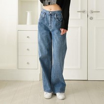 브이와이 여자 넓은 Y2K 고무줄 로우라이즈 롱 청바지