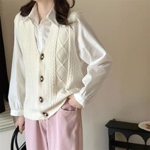 여성 조끼 여성 써스데이아일랜드st 니트조끼 크롭 아가일 5 color