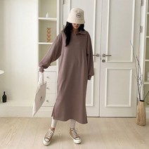 [다잇템] 여자 민무늬 FW 카라넥 사이드슬릿 롱원피스