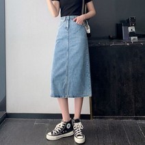청치마 스판 밴딩 생지 스커트 여성 데님