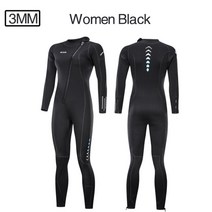 Neoprene-남자 여자 전면 지퍼 잠수복 3MM 네오프렌 스노클링 스쿠버 다이빙 수영 카약 카이트서핑 전체, 04 Women Wetsuit Black_05 XL
