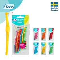 TePe 테페 치간칫솔 ㄱ자형 앵글 6개입 0.4~0.8mm, 옐로우 0.7mm