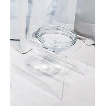 플랫101 강아지 고양이 투명식기 1구 유리식기 포함, H10