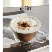 까사무띠 카푸치노 이중 내열 유리컵 380ml 2P 세트 투명 보온 보냉 더블월 차 커피 카페 원두 아메리카노