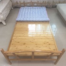 대나무원두막 대나무 원두막 정원 커튼 방수 정자 가림막 방갈로 더블 가정용 간단하고 편리한 탄화 점심 휴식 하드 보드, 폭 1.5m(모닝스타 강화탄화대나무침대) + 패드