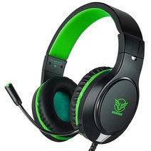 Masacegon PC용 게이밍 헤드셋 Xboxone PS4 닌텐도 스위치와 호환되는 게이밍 헤드폰 노이즈 캔슬링 기능이 있는 3.5mm 오버이어 헤드폰, Green-Black