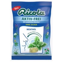 Ricola 리콜라 봉봉 엑티브 프리 멘솔 무설탕 캔디 사탕 Bonbon active free menthol sugar-free 75g 6팩, 1세트