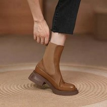 발편한앵클첼시부츠 신상품 첼시 부츠 라운드 토 플랫폼 스퀘어 미드 힐 숙녀 발목 오피스 레이디 슬립온 여성 신발 113266