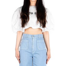[미우미우] (MJN350 10OM F0009) 여성 크롭 셔츠