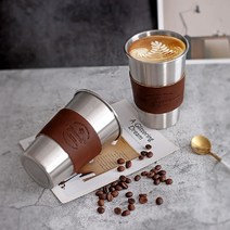 위생스텐 텀블러 가죽컵홀더포함 리유저블 고급레터링, 체리