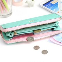 썬42520 [SΘN] 학생장지갑 가죽반지갑 깔끔한카드지갑 동전지갑 메탈머니클립, 선택_ 신지가토 지퍼 카드 홀더 여성 카드지갑, 선택_ 피치