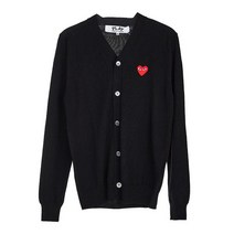 [꼼데가르송] 하트 로고 울 가디건 P1N008 BLACK fw2021.