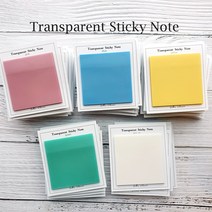 투명 컬러 STICKY NOTE - 점착식 메모지 포스트잇 메모지 7.5x7 5cm, 그린
