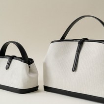 킨더살몬 [ESSENTIAL] Mini Leather-trimmed Canvas Crossbody Ecru