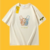 SEA FOX drewdoll 불독 패턴 빅사이즈 반팔티셔츠