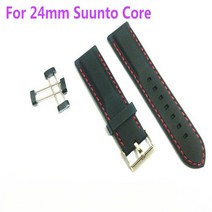시계줄 호환 T-AMQ 24mm 블랙 레드 라인 고무 실리콘 군사 시계 스트랩 밴드 Suunto 코어 트래버스 어댑터 스크루 드라이버-43