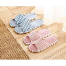 아파트 빌라 층간소음방지용 체크무늬 실내화 미술학원 병실 쿠션슬리퍼, 체크 거실화_핑크 40-41