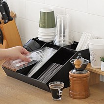 탕비실 카페 커피 티백 수납 정리 정리함 보관함 디스펜서 3단, 블랙