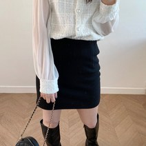 [1+1] 여자 따뜻한 울 H라인 연말룩 미니 스커트
