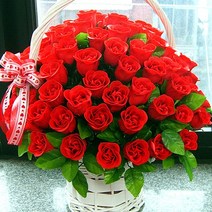 지나로즈 생일 기념일 프로포즈 생일 기념일 어버이날 프로포즈 여친 선물 소중한사랑 장미 비누꽃 100송이 꽃바구니, 레드